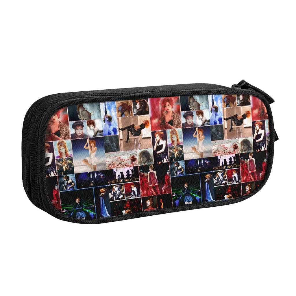 Korean Beautiful Mylene Farmer Collage Pencil Cases for Boys Girls Large Storage Pen Box Bag School Supplies