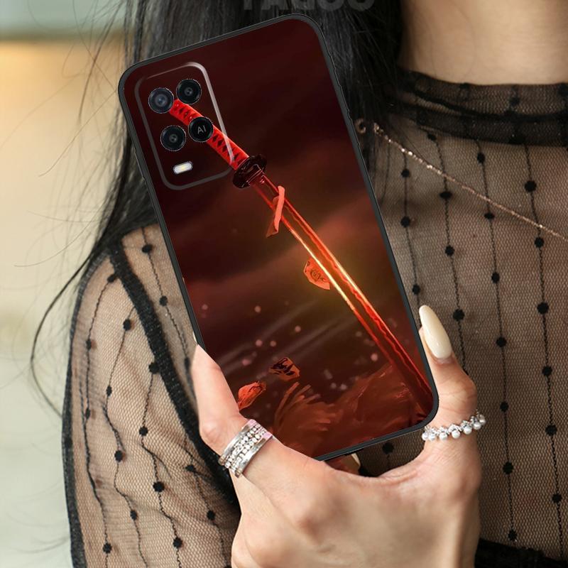 Japan Samurai Katana Case For Oppo A80 A60 A40 A17 A57 A77 A74 A54 A94 A78 A98 A18 A38 A58 A96 A76 A16 A15 A5 Pro