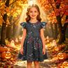 Girls Halloween Print Dress Casual Sleeve Party Dress for Children Holiday Outfit