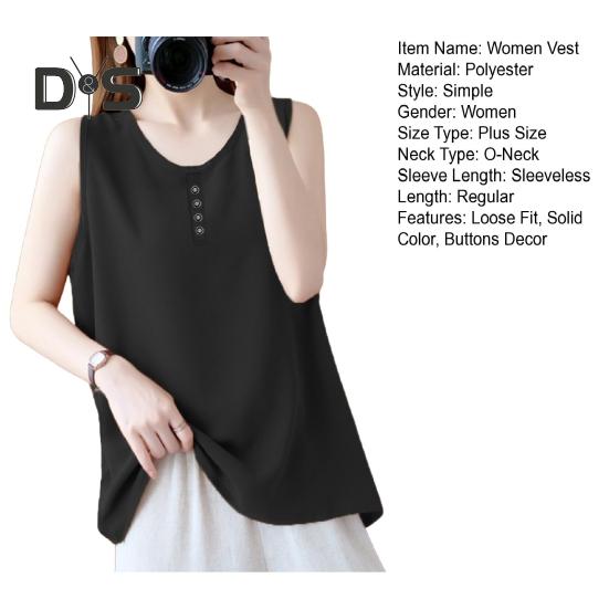 Women Vest O-Neck Sleeveless Solid Color Tank Tops Loose Fit Breathable Casual Vest Holidays Parties Daily Wear