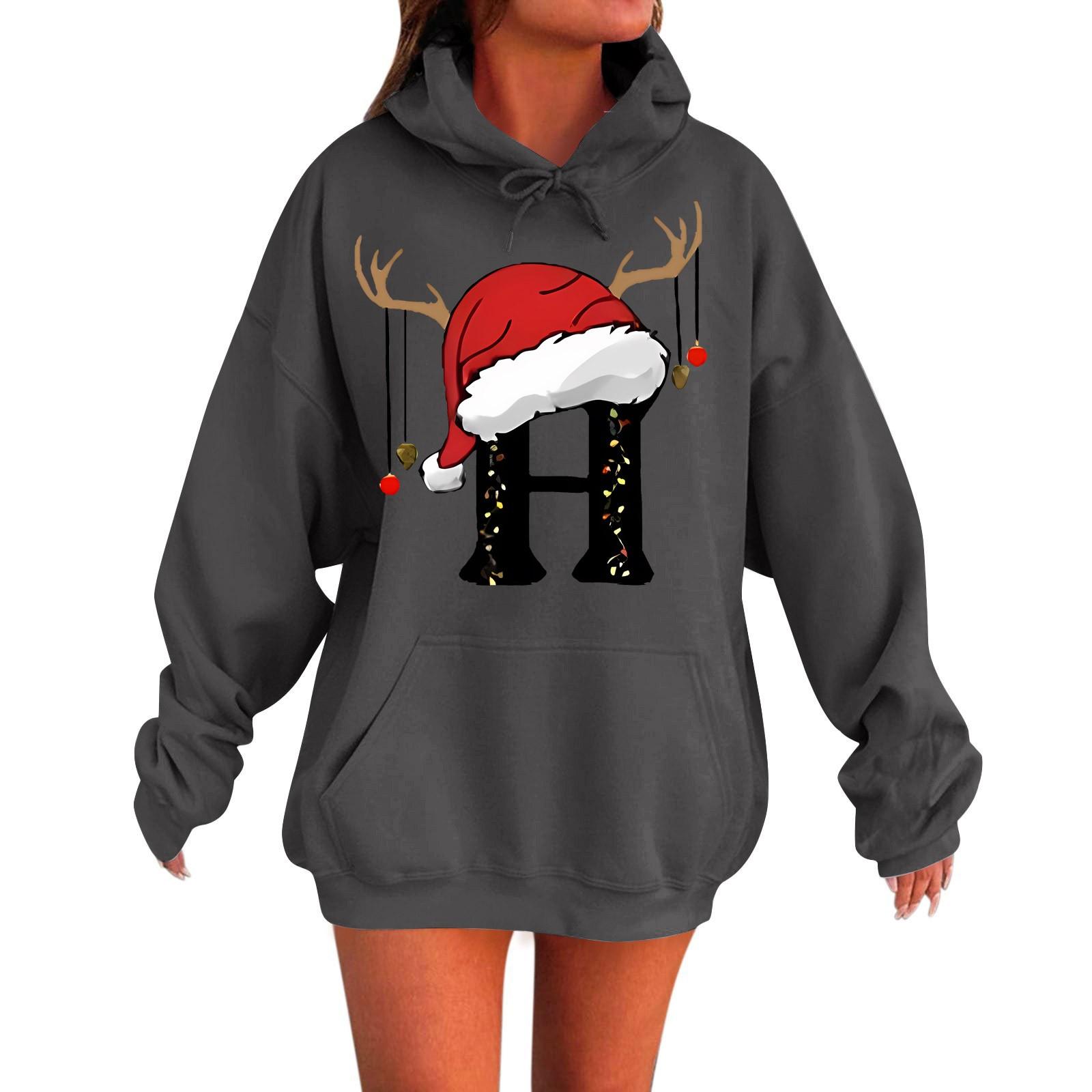 

Женская мода повседневная толстовка с капюшоном с длинным рукавом и круглым вырезом с карманами XXL