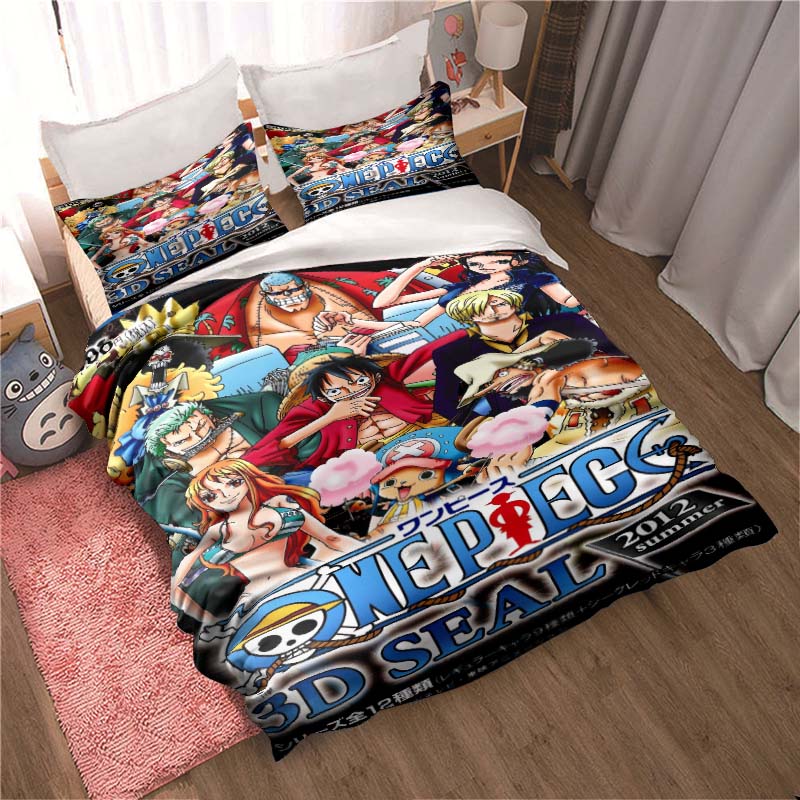 2026 NewComfortable Bedding Set Featuring the Cartoon Character Monkey D. Luffy, Including Duvet Cover and Pillowcases;
