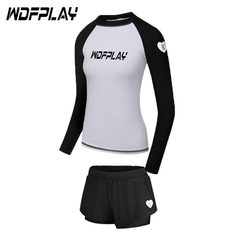 Womens UV Protection Rash Guard Set Long Sleeve Swimwear Snorkeling Surfing Diving Outdoor Water Activities