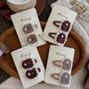 Flower Bb Clip Children's Hairpin Korean Girl Side Clip Bangs New Coffee-colored Wool Embroidered Hair Accessories