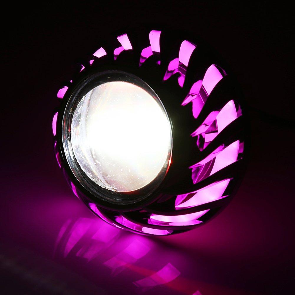 

Motorcycle Headlight LED Projector - Qiilu Lens Dual Halo Angel Devil Eye Spot Light (Pink) default розовый