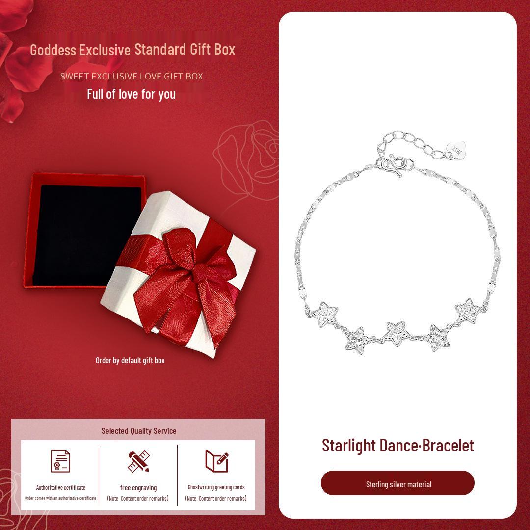 

Starlight Sterling Silver Bracelet: A Luxurious Gift for Girlfriend on Qixi Pure Silver SL012093-1
