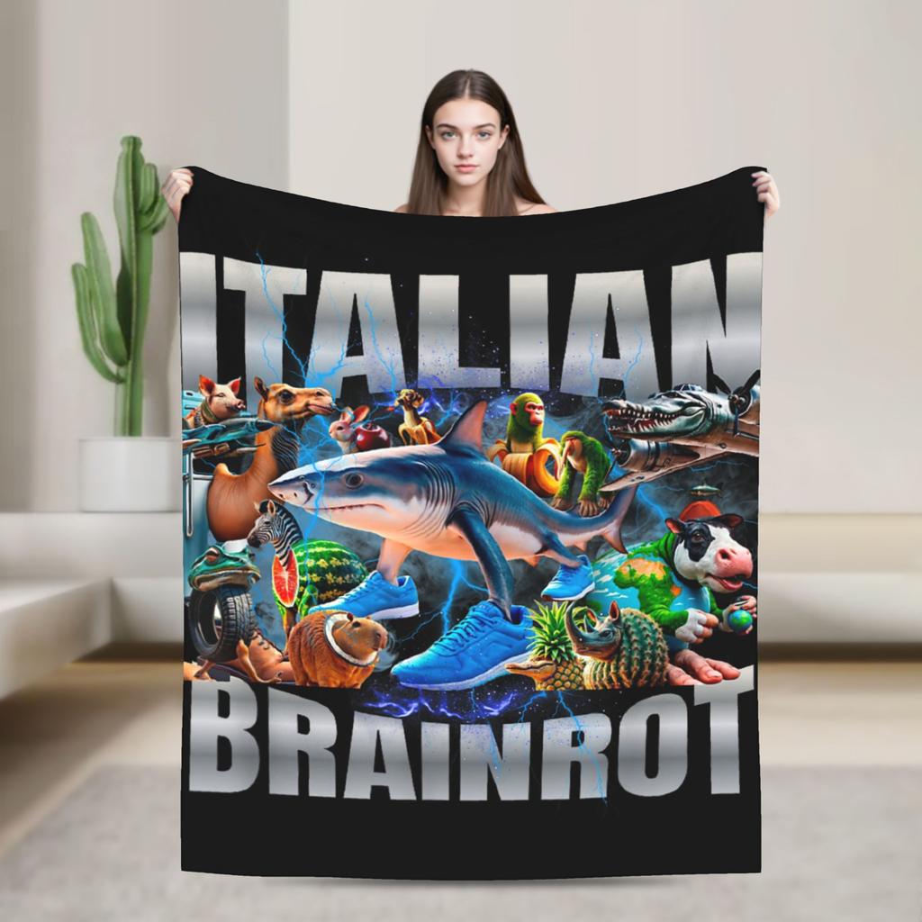 Bombardiro Crocodilo Tralalero Tralala  Blankets Italian Brainrot  Flannel Soft Throw Blanket for Home Restaurant Textile Decor