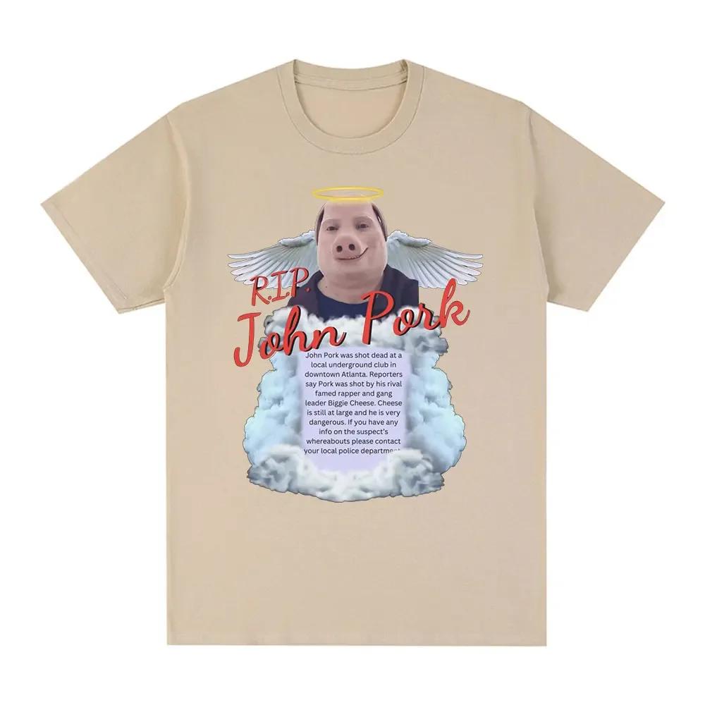 R.I.P John Pork Funny Humor Pig Meme T Shirt Men Women Fashion Vintage T-shirts Summer Comfort Short Sleeve T Shirts