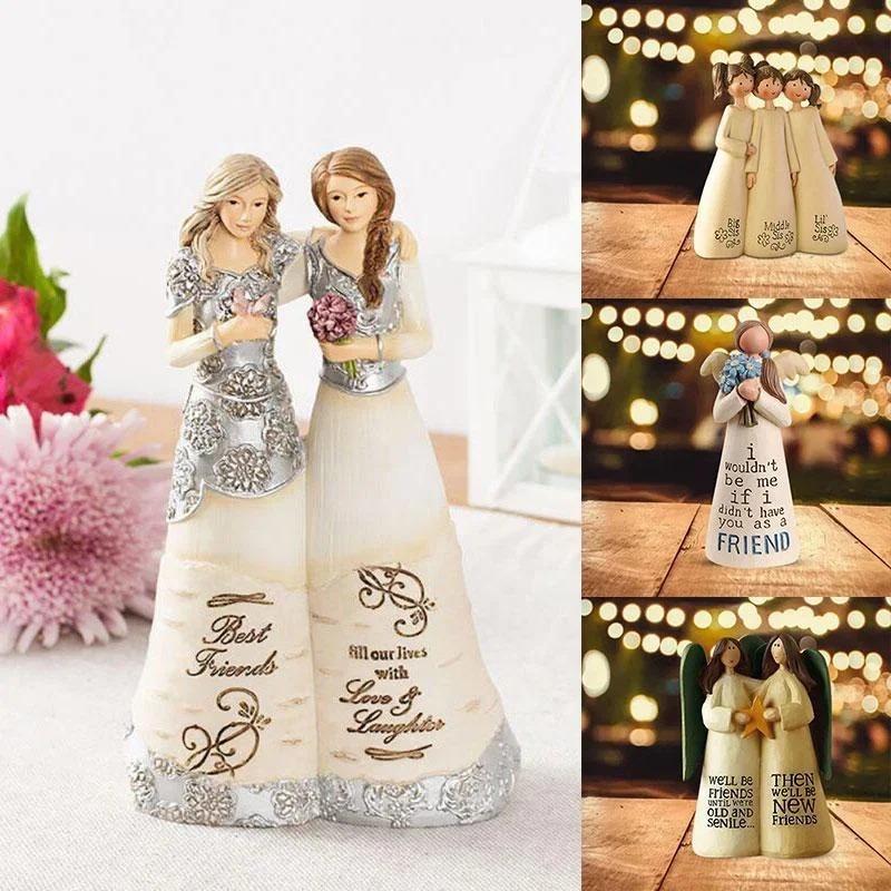 Figurine Celebrating Friendship Room Home Decor Resin Angel Statue Sister Friend Decoration Valentines Day Gift