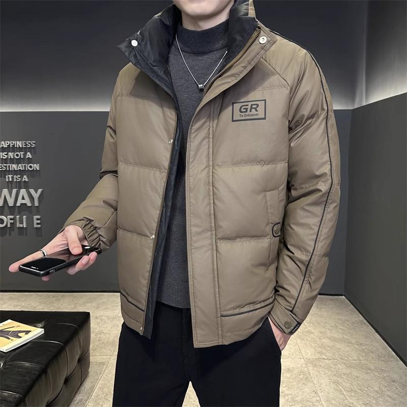 

Уханьская мужская однотонная куртка-пуховик со стойкой - Модный дизайн высокого класса 3XL кофейный