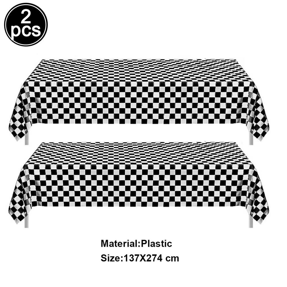 Checkered Race Car Party Tablecloths Black White Checkered Flag Tablecloth Racetrack Tablecover Racing Birthday Party Supplies