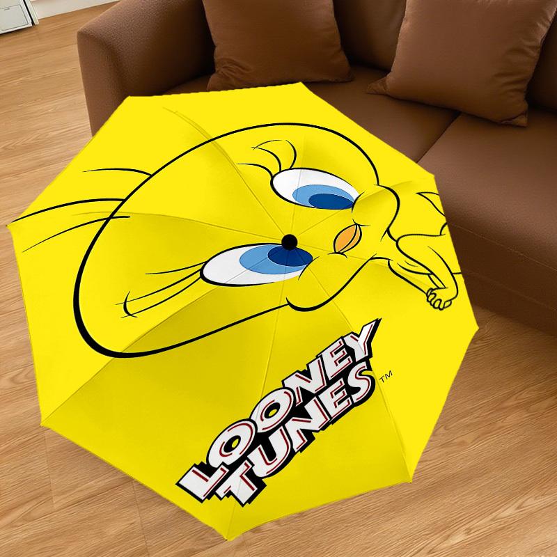 1PC Looney Tunes Tweety Bird Umbrella-8-Rib Reinforced, Automatic Open, Lightweight & Durable, Cute Fashion Accessory for Outdoor, D2663