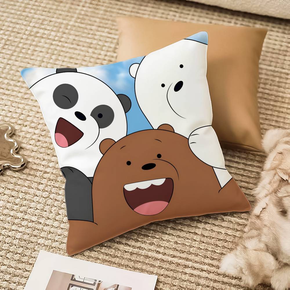 Cartoon We B-Bare B-Bears Pillow Case Anti-dustmite Invisible Zipper Sofa Bed