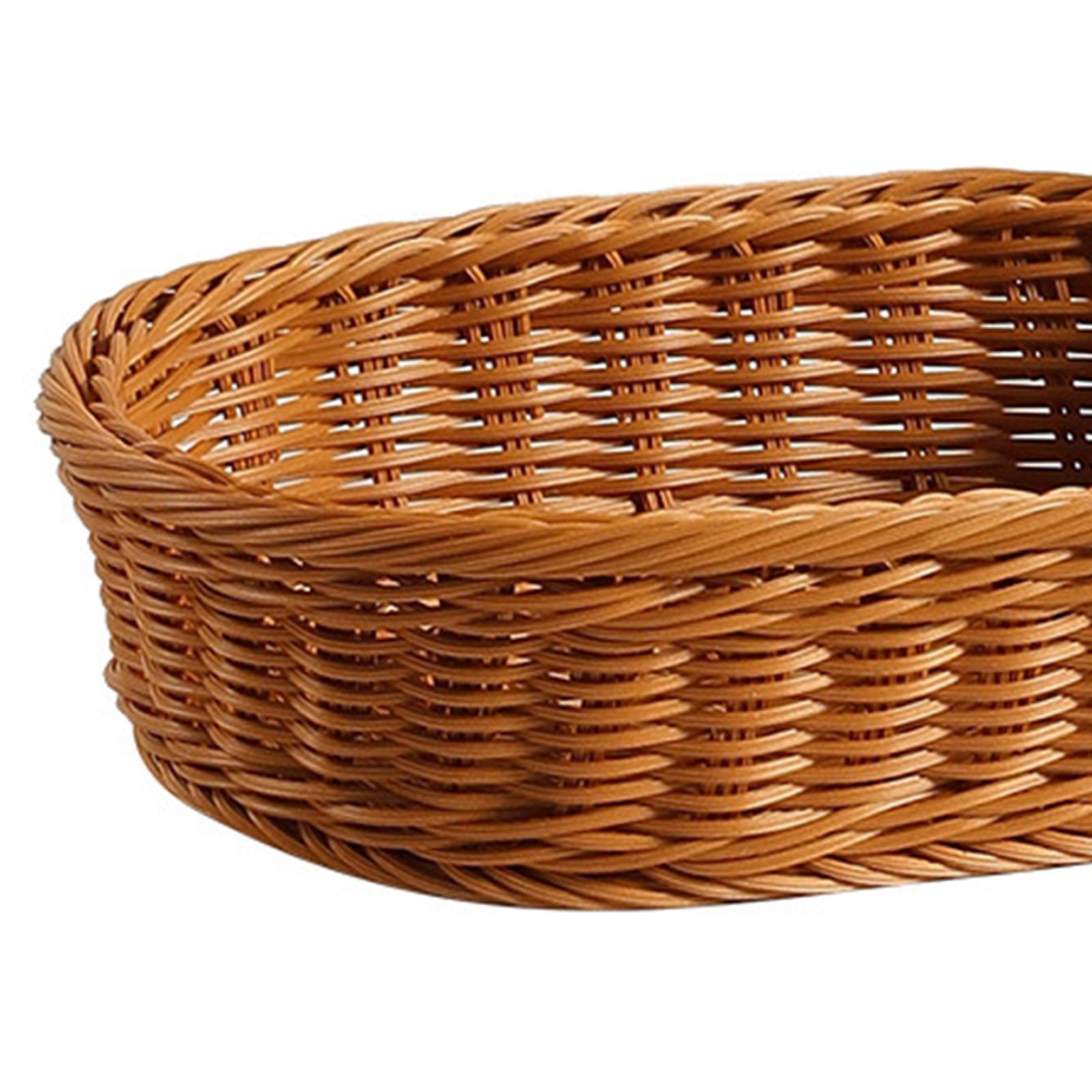 Rattan Imitation Storage Basket for Home Organization Oval Wicker Tray for Coffee Table 34cmx26cmx10cm