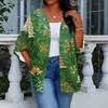 Women's Casual And Fashionable Christmas Printed Lightweight Mid Length Jacket Cardigan