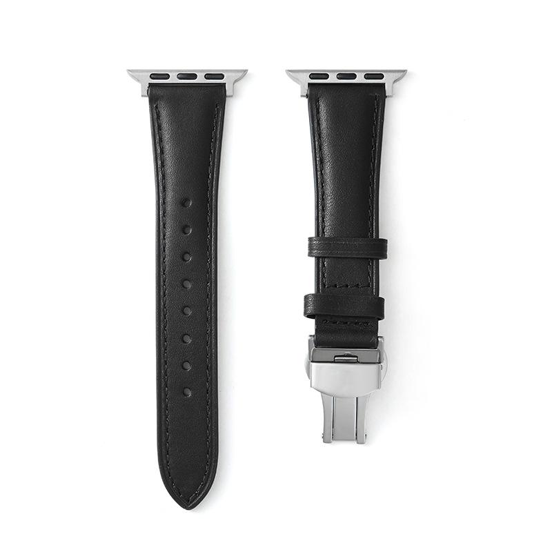 Kompatibles Apple iWatch Armband - Pflanzlich gegerbtes Leder mit Schmetterlingsverschluss