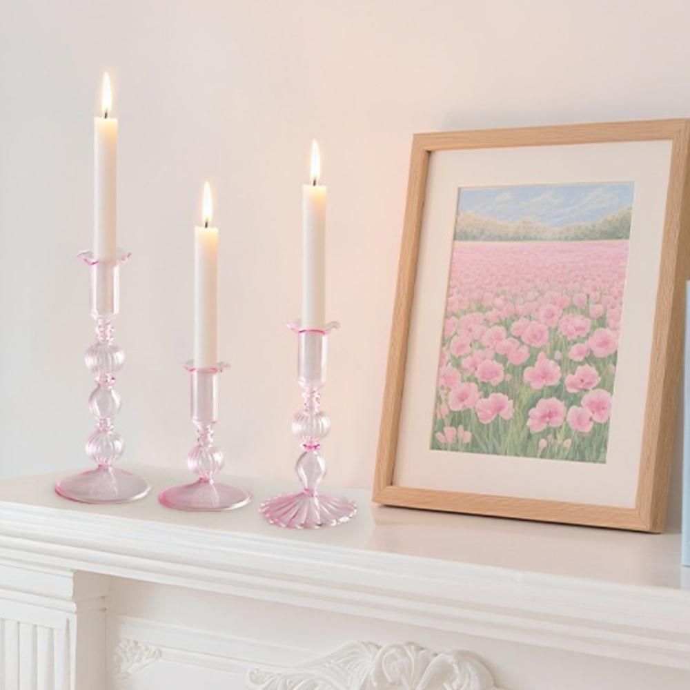 3Pcs/set Glass Candle Holder Romantic Glass Candlestick Dinner Living Room Decor Elegant Candle Stick for Home Party Decoration