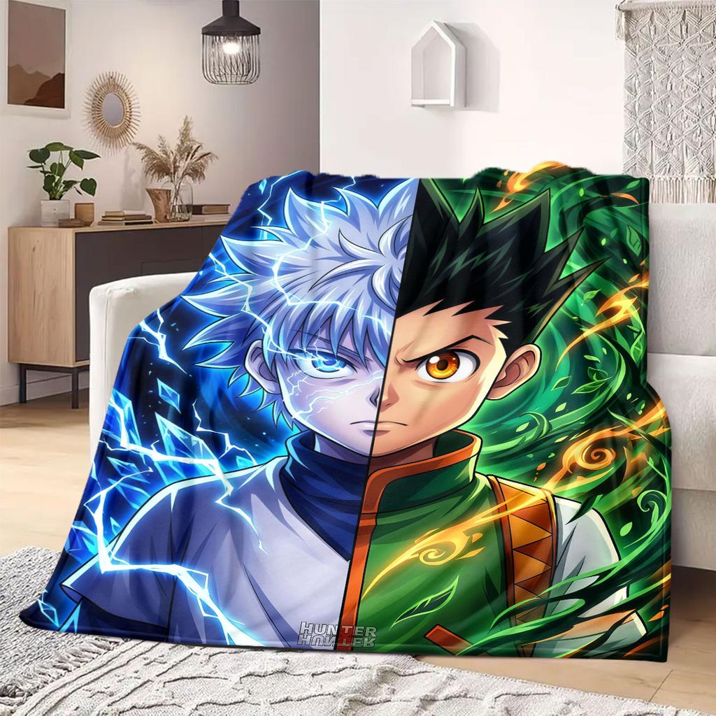 Hunter×Hunter Elite Cartoon Flannel Blanket, Detailed Print for Sofas and Beds, Warm Comfortable Throw for Home Living_LIAN