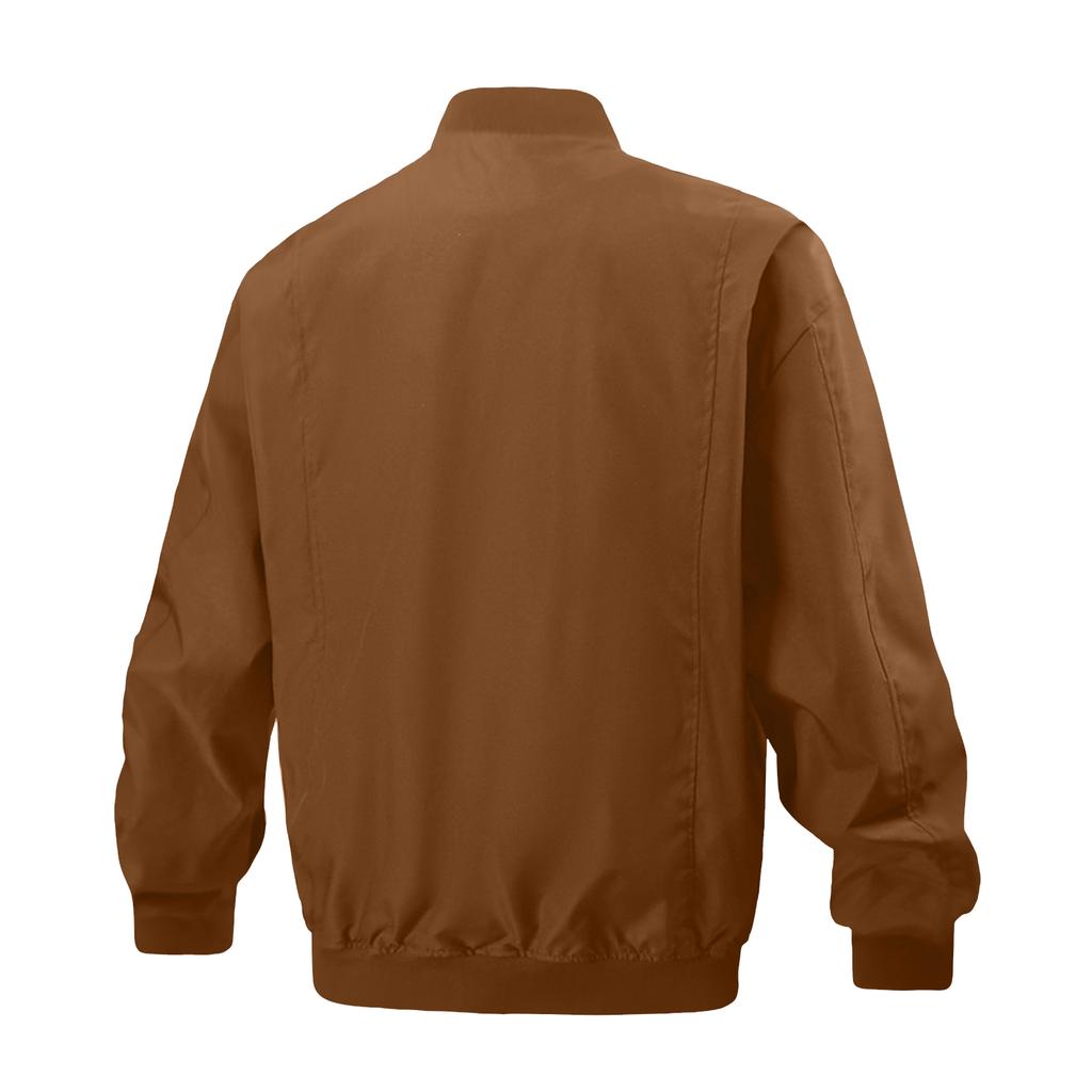 Men's Casual Solid-color American Stand-up Collar Flight Jacket, Unisex Loose Work Jacket Jacket