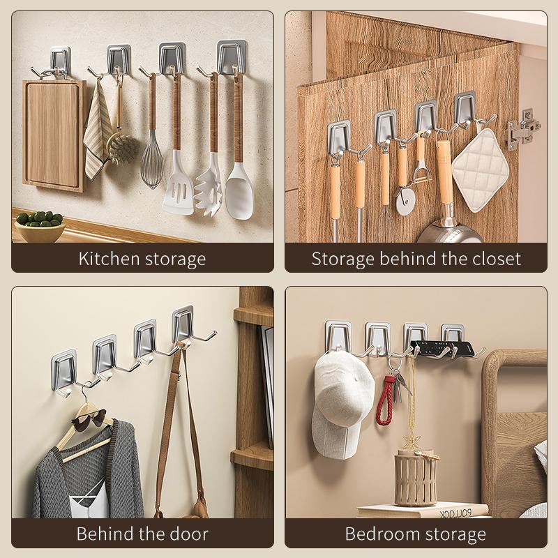 1/3/5/10pcs Kitchen Sponges Holder Stainless Steel Sink Sponges Drain Drying Rack Self Adhesive Storage Holder Wall Hooks Kitchen Organizer