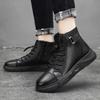 Mode Herren Lederstiefel 2024 Trends Marke Motorrad Fahrschuhe High Top Casual Bequeme wasserdichte Plattform Arbeitsstiefel