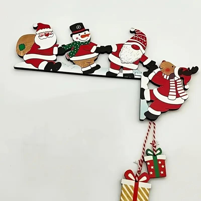2026 New Wooden Santa Door Corner Decor Snowman Reindeer Pendant Christmas Cartoon Door Frame Decor Party Christmas Ornament