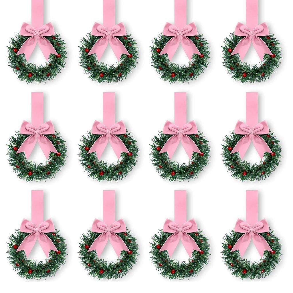 12 Pieces Christmas Wreaths, Wave-Style Cabinet With Christmas Small Kitchen For Doors, Windows, Walls, Trees.