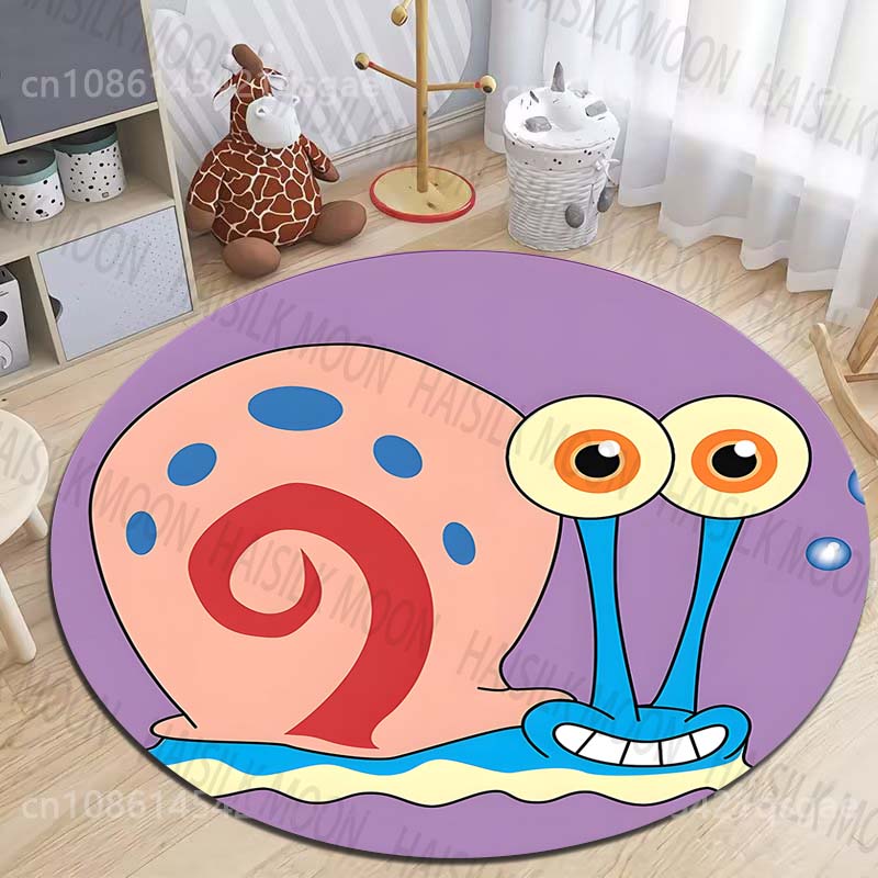 Multiple Sizes SpongeBob SquarePants Print Round Rugs for Living Room Bedroom Floor Mats Kids Room Household Carpet Home Decor