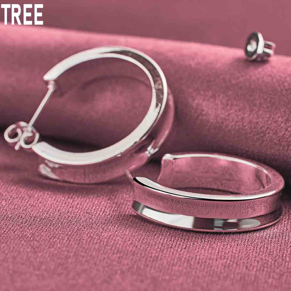 925 Sterling Silver Round Piercing Earrings Fashion Wedding Jewelry