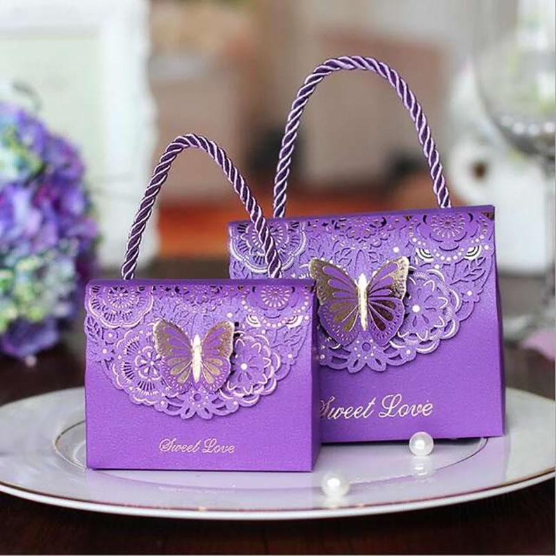 10Pcs Cutout Butterfly Wedding Candy Box Chocolate Party Gift Bag Baby Shower Gift Packaging Box With Handle