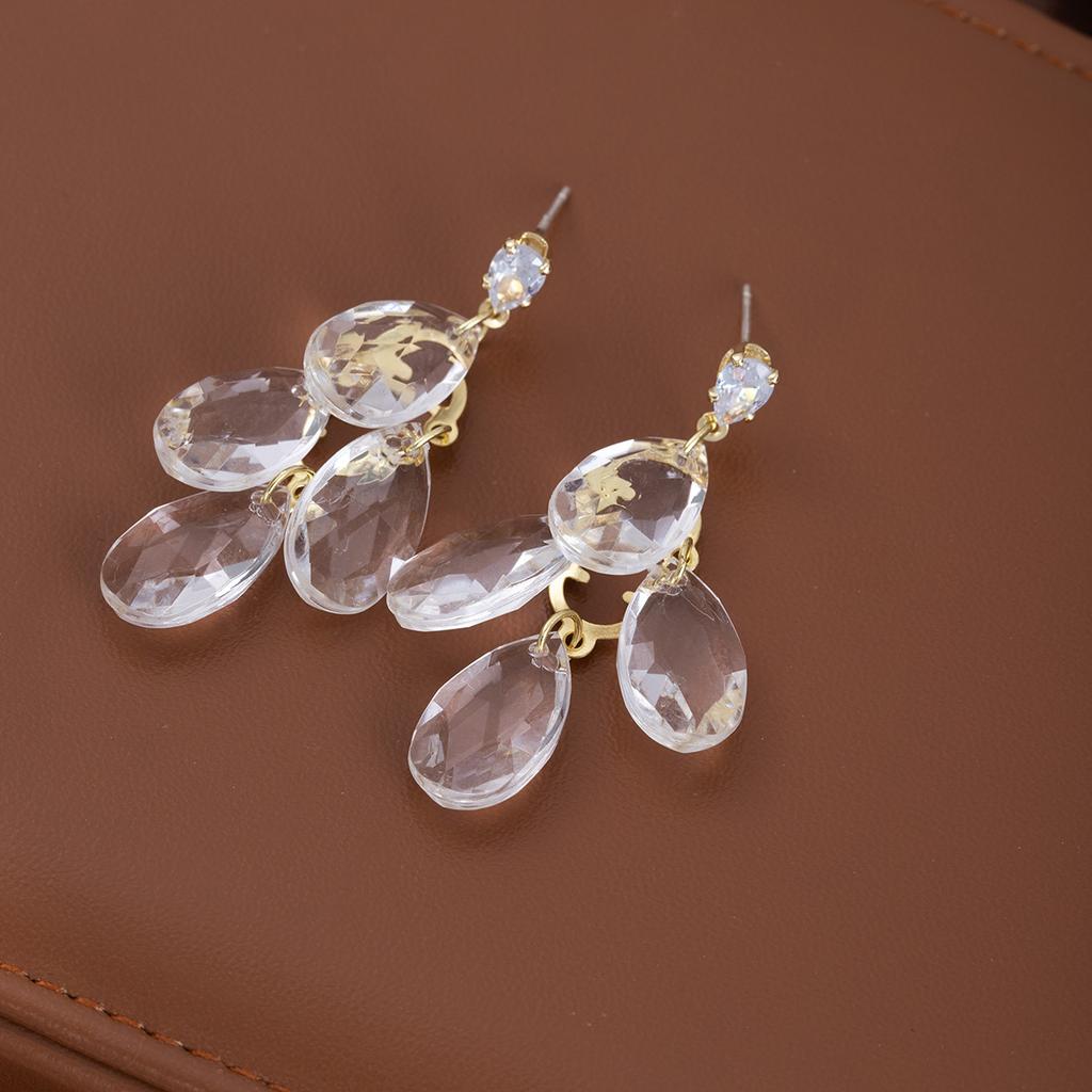 Diamond Water Drop Earrings Light Luxury Temperament Atmospheric Earrings Niche Fashion Simple Design High-End Earrings Women