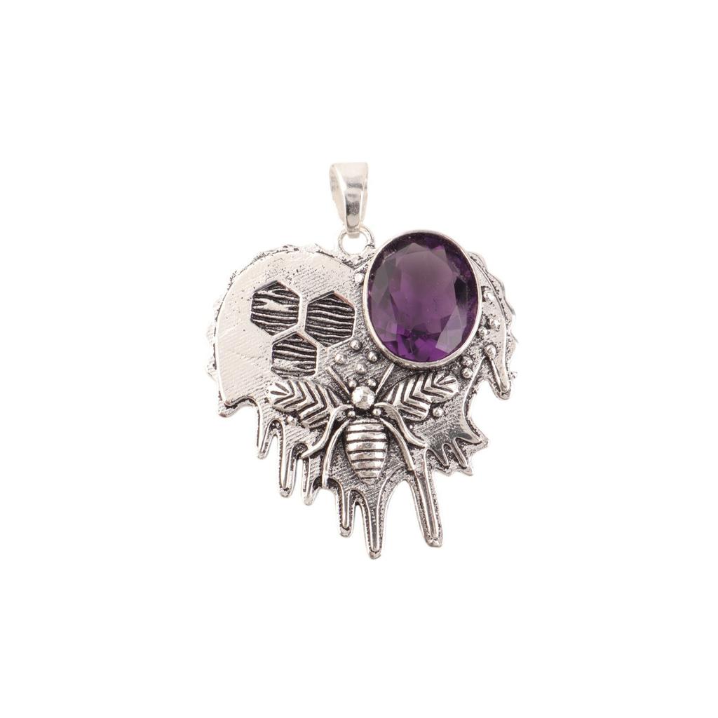 Amethyst Gemstone 925 Sterling Silver Jewelry Chain Pendant 1.49" Women Gift CP-28-9