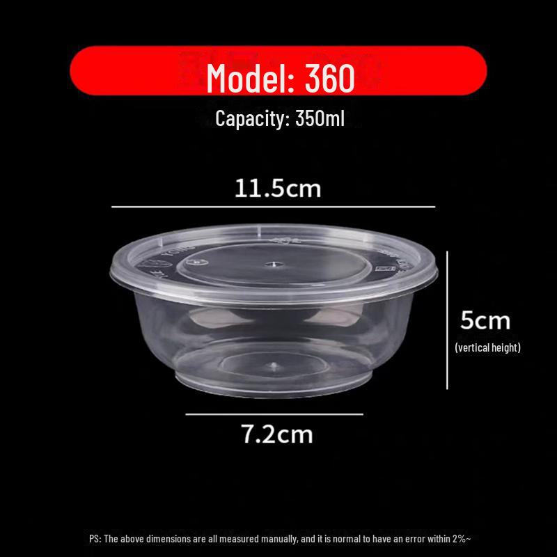 Round Disposable Plastic Bowl with Lid for Fresh-Keeping