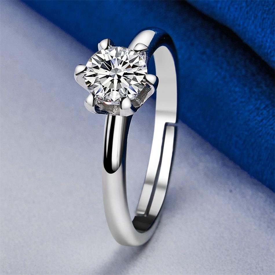 1 Piece 925 Sterling Silver Open-Ended Exquisite Zircon Ring for Women, Jewelry Gift, Wedding Accessories