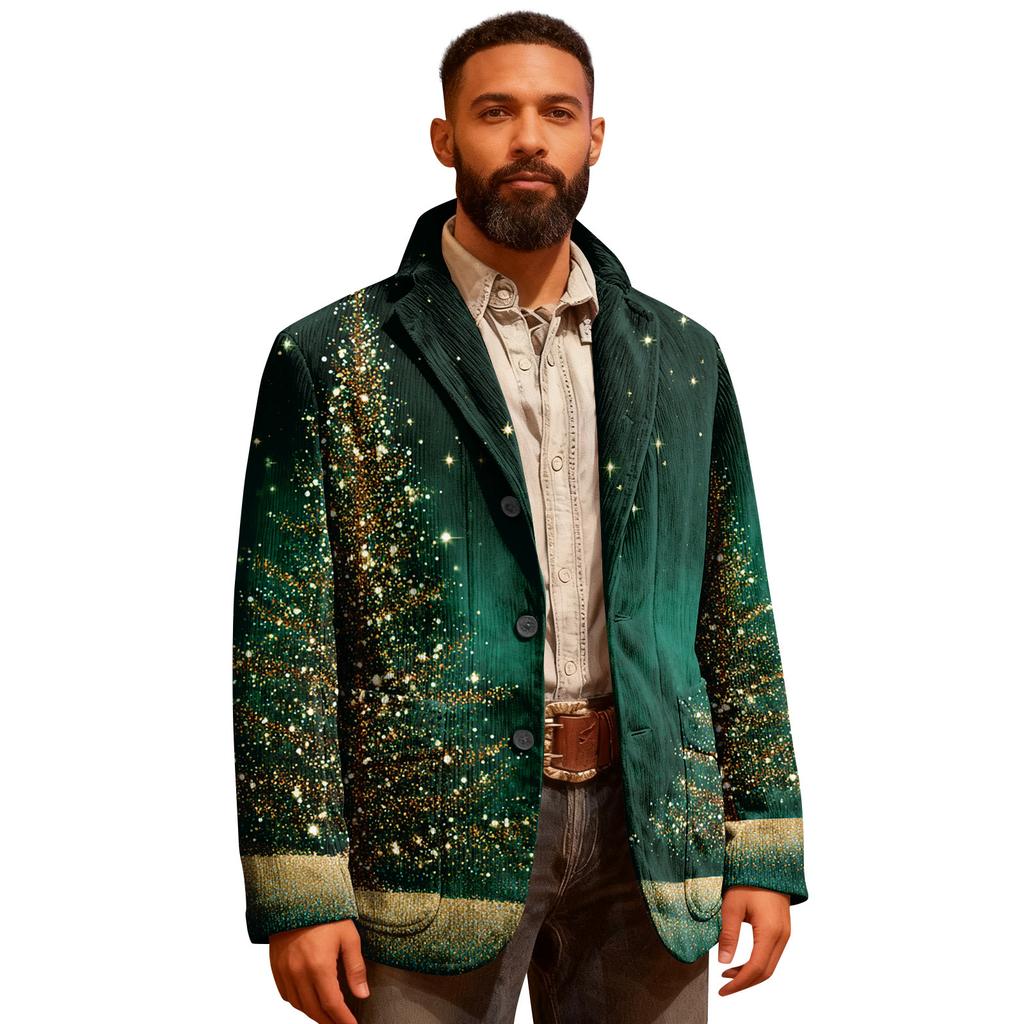 Pánské ošklivé vánoční manšestrové teplé kapsové sako kardigan pánský ležérní oblek