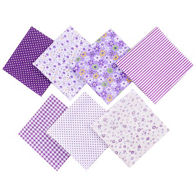 7pcs Quilting Patchwork Party Craft Fat Quarter Bundles Handmade Fabric Sewing Cotton Dolls Clothing 25x25cm
