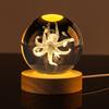 Popular Marine Ocean Animal 3D Laser Engraved Crystal Glass Ball Home Decoration LED Polished Carved 60 80mm Dolphin Whale Shark