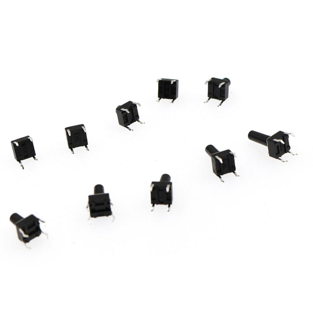 100 Pcs 10 Pins 6 x 6mm Micro Momentary Tact Tactile Push Button Switch assortment set with Storage