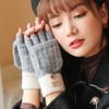 1 Pair Of Women's Gloves Warm Windproof Outdoor Alpaca Fleece Knitted Fingerless Gloves