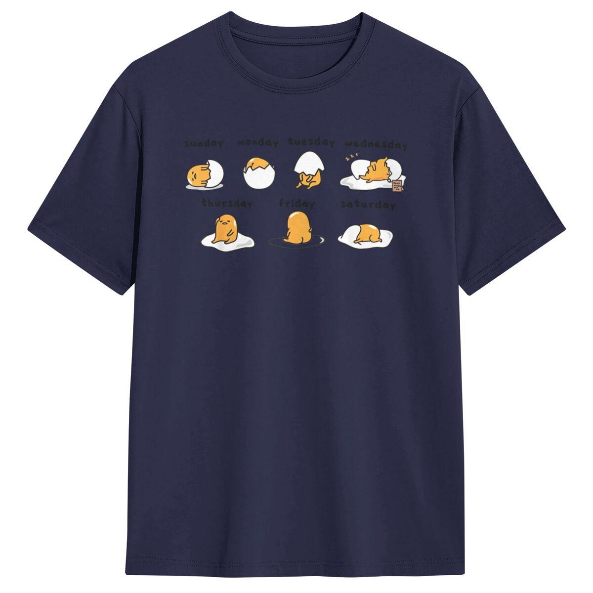 

Men Women T Shirt Gudetama Days Of The Week T Shirts Fashion Summer Tee Shirt Vintage Design 100 Cotton Tops Plus Size 6XL 4XL