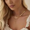 Cross Pendant Necklace Metal Jewelry For Women With Geometric Design And Multilayer Style