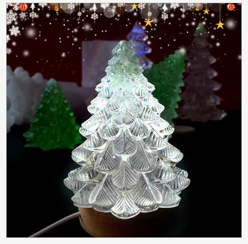 3D Christmas Tree Candle Silicone Mold Table Jewelry Crystal Glue Mold Christmas Tree Aromatherapy Cake Decoration Mould