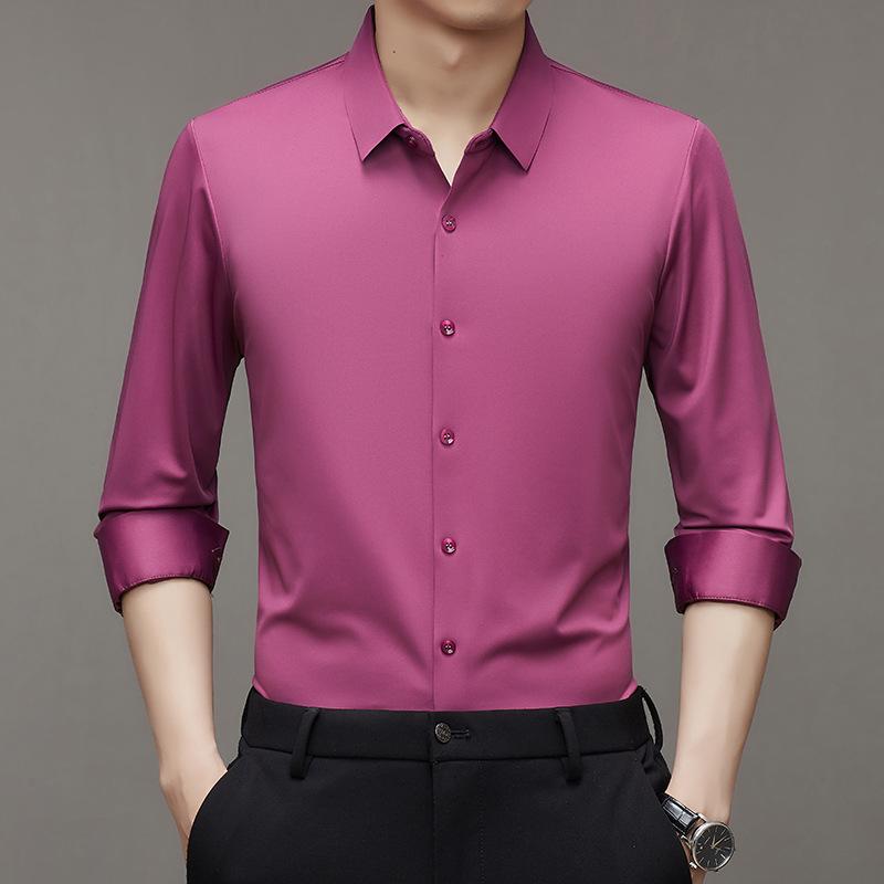 

Мужская весенне-летняя высококачественная мужская рубашка с длинным рукавом, мужская однотонная рубашка с лацканами для бизнеса, мужская рубашка 130