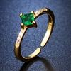 Korean Green Zirconium Gemstone Open Ring - Trendy, High-Grade Design for Women