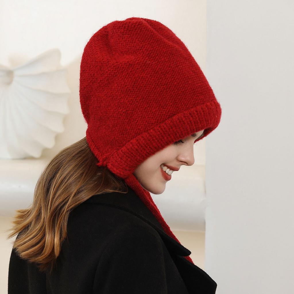 New autumn and winter cold-proof thickened warm ear protection wool hat versatile casual big head circumference showing small face knitted hat