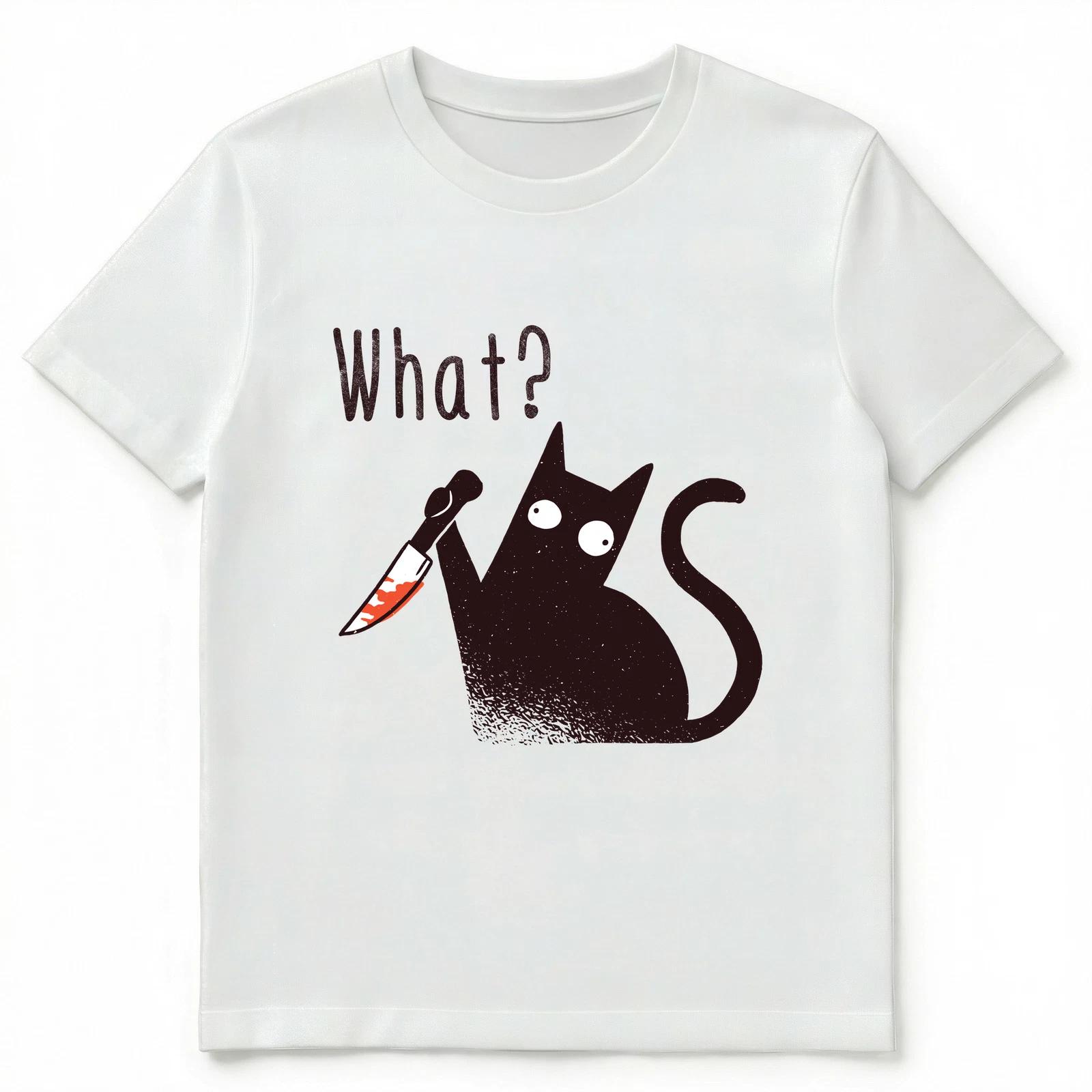 Funny Psychopath Cat With A Knife Gift For Cat Lover Unisex T-Shirt XL
