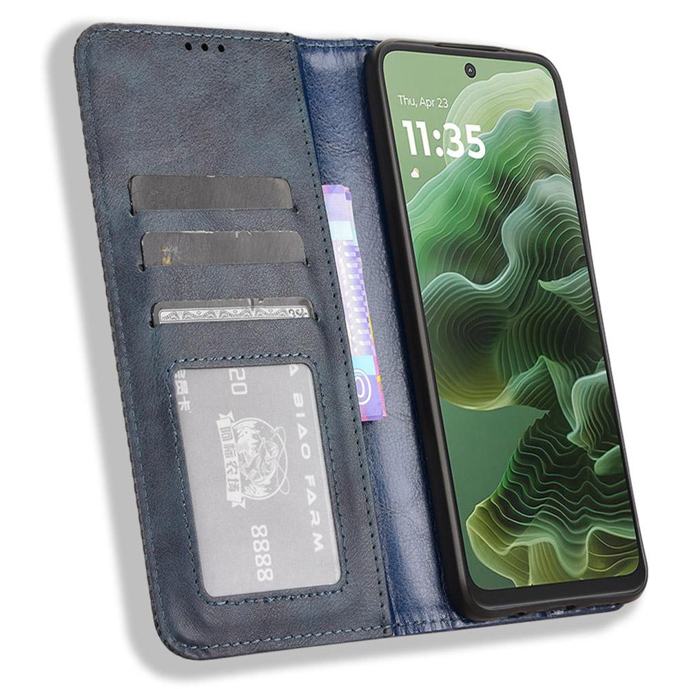 For Motorola Moto G35 5G Leather Case Wallet Stand Retro Texture Phone Cover