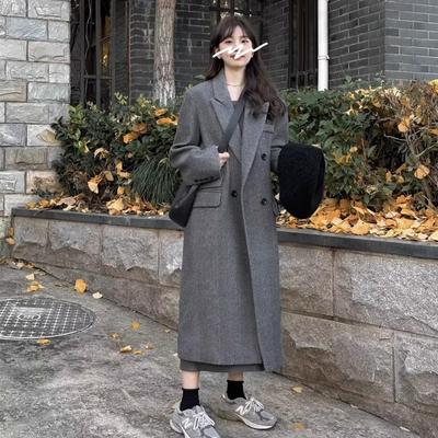 Gray Twill Coat for Women In Autumn and Winter New Style Small Korean Style Gentle Style Women's Woolen Coat for Women
