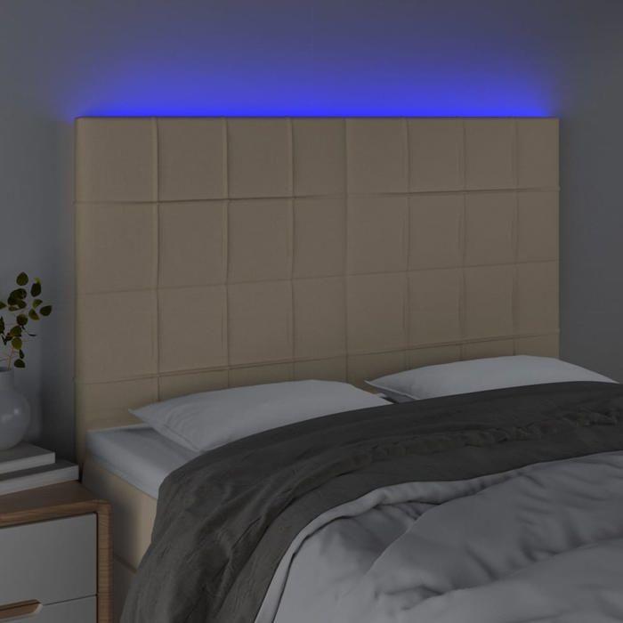 VidaXL Tête de Lit à LED Meuble de Chambre à Coucher Accessoire de Lit Double Tête de Cadre de Lit Intérieur Crème 3122427