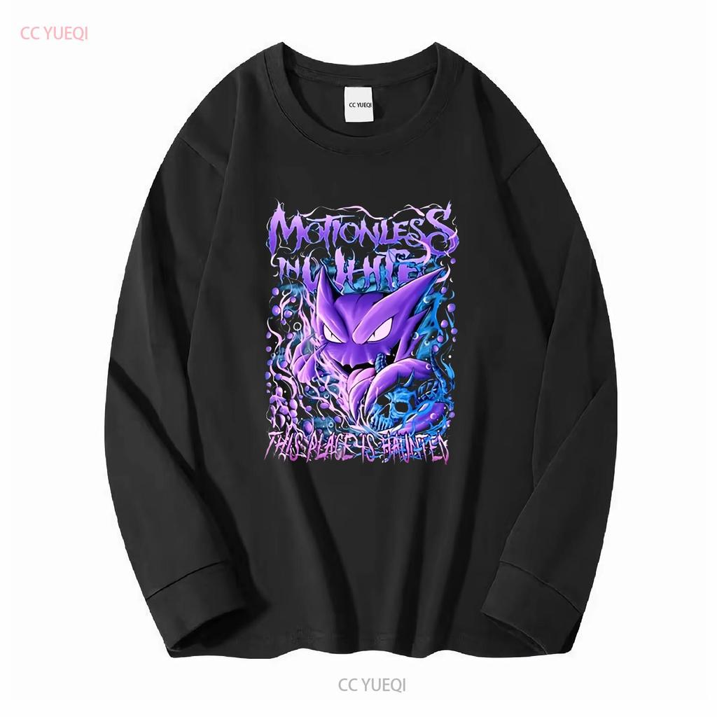 Motionless In White Dieser Ort ist verflucht T-Shirt PP779 Langarm Vintage Gewaschenes Oberteil für den Alltag Designerkleidung